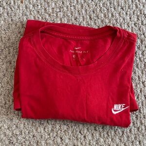 Nike Red Crewneck T-Shirt with White Swoosh XL